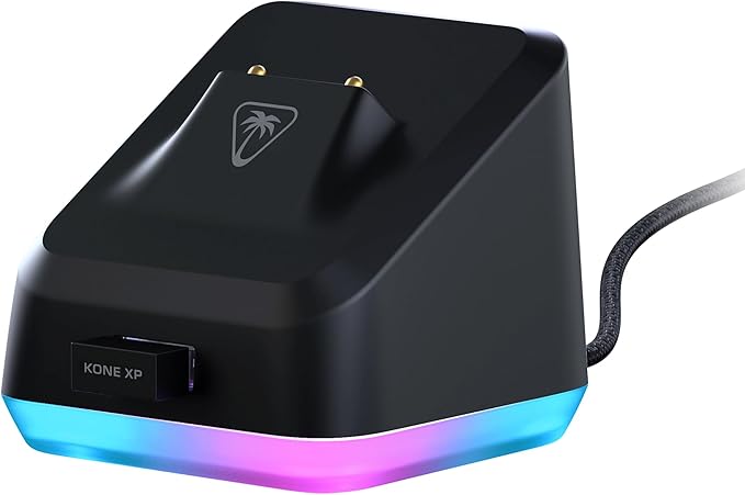 Turtle Beach Kone XP Air Wireless Customizable Ergonomic RGB Gaming Mouse, Bluetooth, 19K DPI Optical Sensor, 100-hour Battery & Charging Dock, 29 Programmable Inputs & RGB Lighting, 4D Wheel – Black