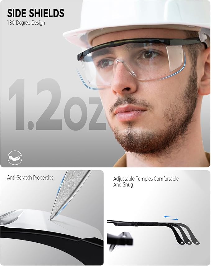 8 Pack Safety Glasses Clear Safety Goggles Eye Protection,Anti-Fog Lightweight Protective Glasses Eyewear Wide-Vision for Lab