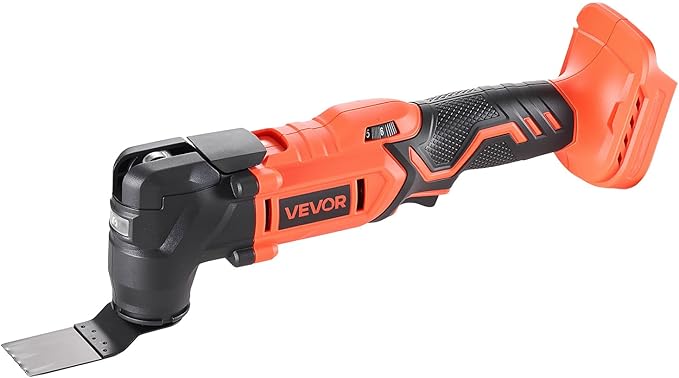 VEVOR Cordless Oscillating Tool, 20V Multitool Oscillating Tool with 6 Variable Speeds 8500-17000 OPM, 3.2° Oscillating Angle, 8PCS Saw Accessories & LED Work Light (Battery Pack Not Included)