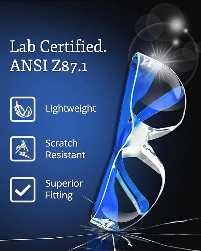 Aqulius 48 Pack of Safety Glasses (48 Protective Goggles) Crystal Clear Eye Protection - Perfect for Construction, Shooting, Lab Work, and More!
