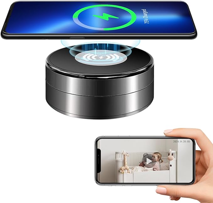 WiFi Video Recorder Real-Time Camera with Wireless Charger, 1080P HD.Motion Detection 160°Viewing Angle Security Camera for Home Office Store(2.4/5Ghz)