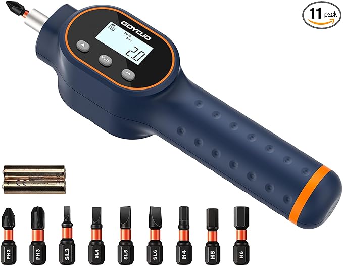 Digital Torque Screwdriver 1.77–17.7 in-lbs, with Strong Magnetic Bits, Buzzer, 999 Data Storage, 1/4" Drive Adjustable Torque Wrench Screwdriver Set for Gunsmithing, Electrician, Repairs and Mounting