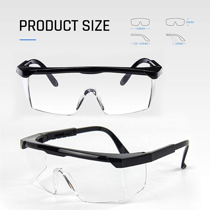 Safety Glasses Clear HD Anti-fog Goggles Eye Protective Eyewear Adjustable Frame Work Safety Glasses Over Eyeglasses