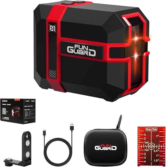 Red Laser Level Type-C Rechargeable Self Leveling Cross Laser Line with Pulse Mode, 360°Magnetic Bracket for Floor Tiles Construction Home Decoration etc.