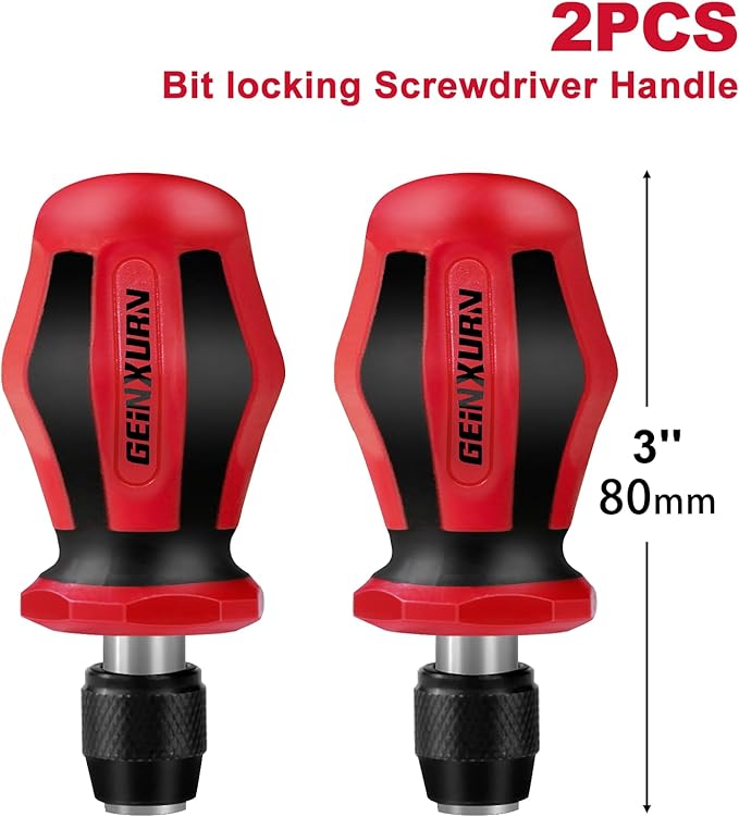 Magnetic 2PC Mini Changeable Head Manual Screwdriver Holder, Quick Change&Release 1/4” Hex Bit Extension Holder