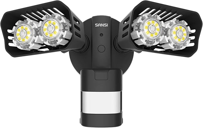SANSI LED Security Lights, 18W (150Watt Incandescent Equiv.) Motion Sensor Lights, 1800lm 5000K Daylight Waterproof Outdoor Floodlights with Adjustable Dual-Head