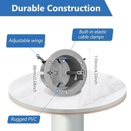 Round Electrical Box Old Work Ceiling Box, PVC, UL Listed, 48 Pack, Grey
