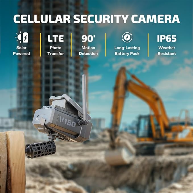 Vosker V150 Solar-Powered LTE Cellular Photo Security Outdoor Camera | Motion Activated Photo Capture Nightvision Wireless Camera | Receive Photos only - No Video | on Your Mobile App