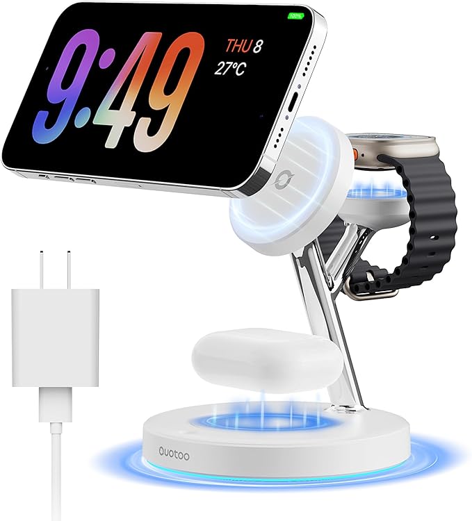 2025 3 in 1 Charging Station Compatible with Magsafe Charger Wireless Charger Stand for iPhone 16 15 14 13 12 Series Wireless Charging Station for AirPods Wireless Charging Stand for iWatch Series