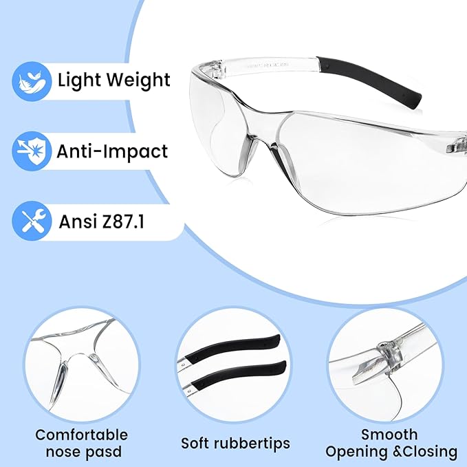 Safety Glasses ANSI Z87.1 Certified for Men & Women - Durable Lab Protective Eyewear for Chemistry & Research