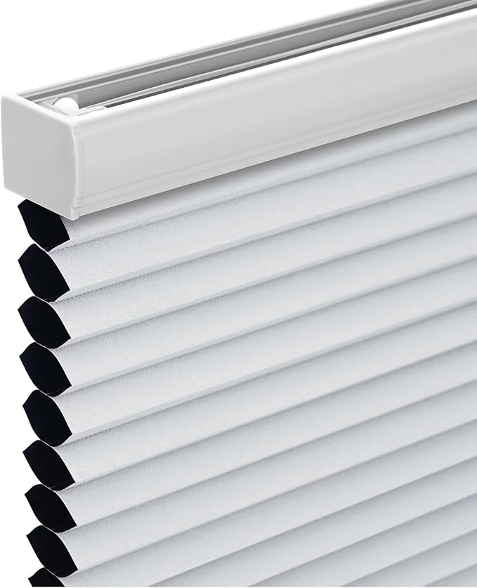 Changshade Cordless Cellular Shades, Blackout Honeycomb Shades for Windows, Pull Down Pleated Blinds, Easy to Install for Indoor Windows and French Doors,30" W x 50" H, White