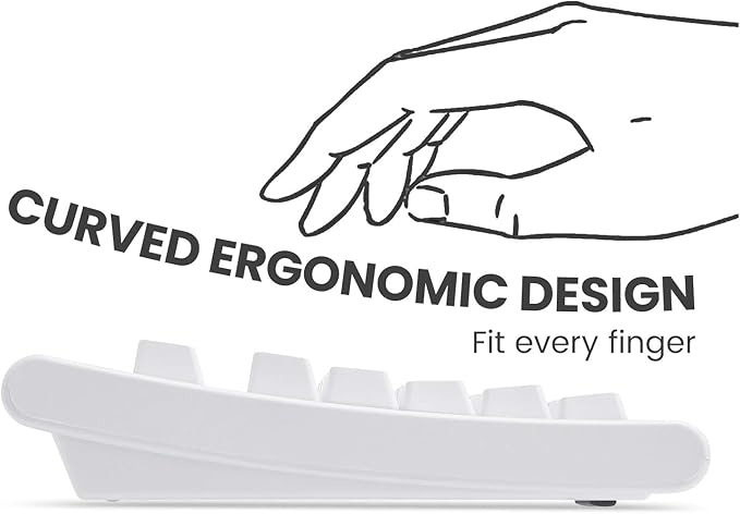 Perixx PERIBOARD-106 US W, Performance wired keyboard - 20 Million Key Press Life - Full Size 17.9"x6.6"x1.7" - White