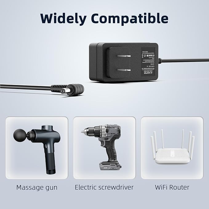 16.8V AC Charger Replacement for Massager Electric Drills Power Screwdriver,14.4V 14.8V 16.8V 4-String Lithium Battery Pack Power Supply Adapter DC Round 5.5X2.1mm