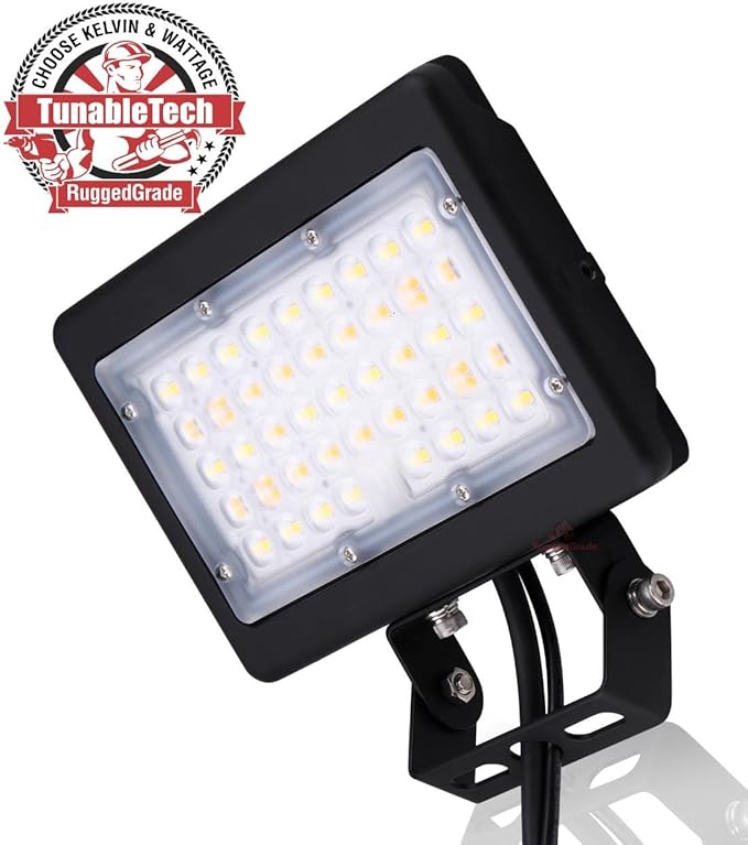 RuggedGrade 30W LED Flood Light | Kivo II Series | 4,350 Lumens | Color Selectable 3000K/4000K/5000K | 145LM/W | Outdoor Waterproof Security Light | Yoke Mount with Photocell | DLC 5.1 Premium