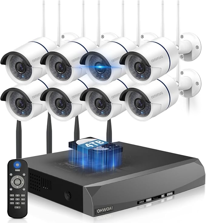 《Dual Antenna Enhanced》Outdoor Wireless Security Camera System, WiFi Cameras, Home Video Surveillance Systems, Surveillance DVR Kits