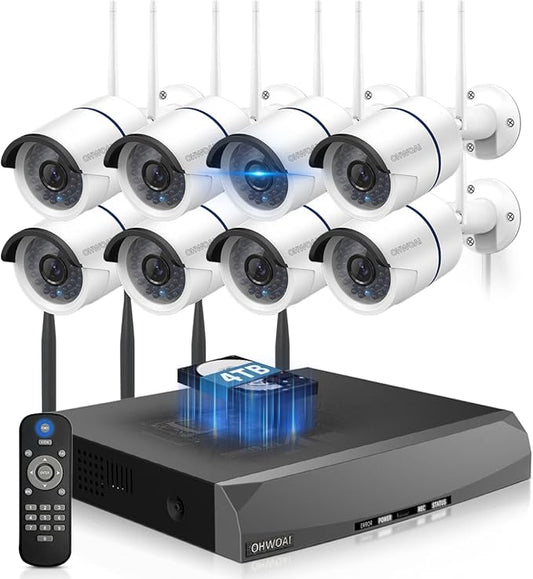 《Dual Antenna Enhanced》Outdoor Wireless Security Camera System, WiFi Cameras, Home Video Surveillance Systems, Surveillance DVR Kits