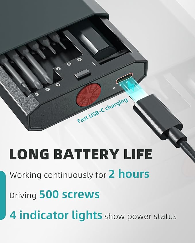 Mini Electric Screwdriver 48-in-1 Magnetic Bits, DOINOW Precision Cordless Screwdriver LED Light, Magnetic Storage, Electric Screwdrivers kit for PC Building Phone Watch Laptop