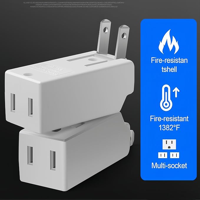 Multi Plug Outlet Extender,AC Flat Plug Adapter Outlet,Mini Indoor Wall Tap Plug, Electrical Wall Outlet Splitter,Fold-Able Wall Adapter for Cruise Ship Home Office and Travel (4Pack,White)