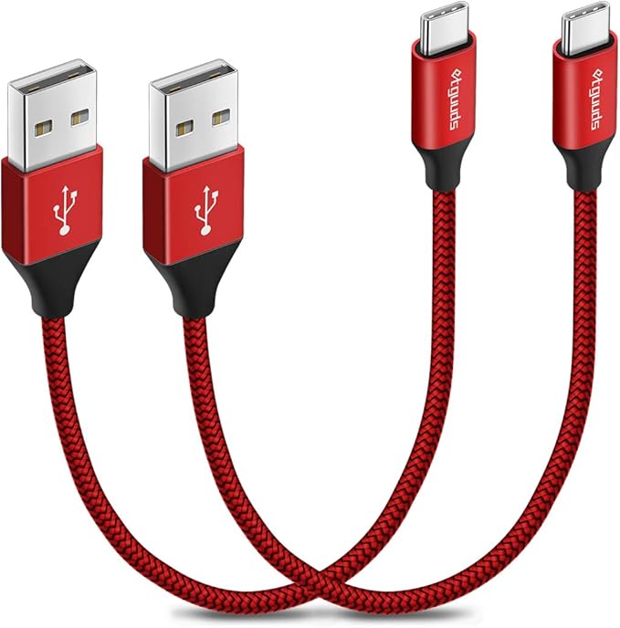 etguuds USB to USB C Cable 1ft, 2-Pack Short USB A to Type C Charger Cord Fast Charging for Samsung Galaxy A15 A25 A35 A55 A54, S24 S23 S22 S21 S20 S10 S10E, Note 20 10, Moto G, for iPhone 16 15