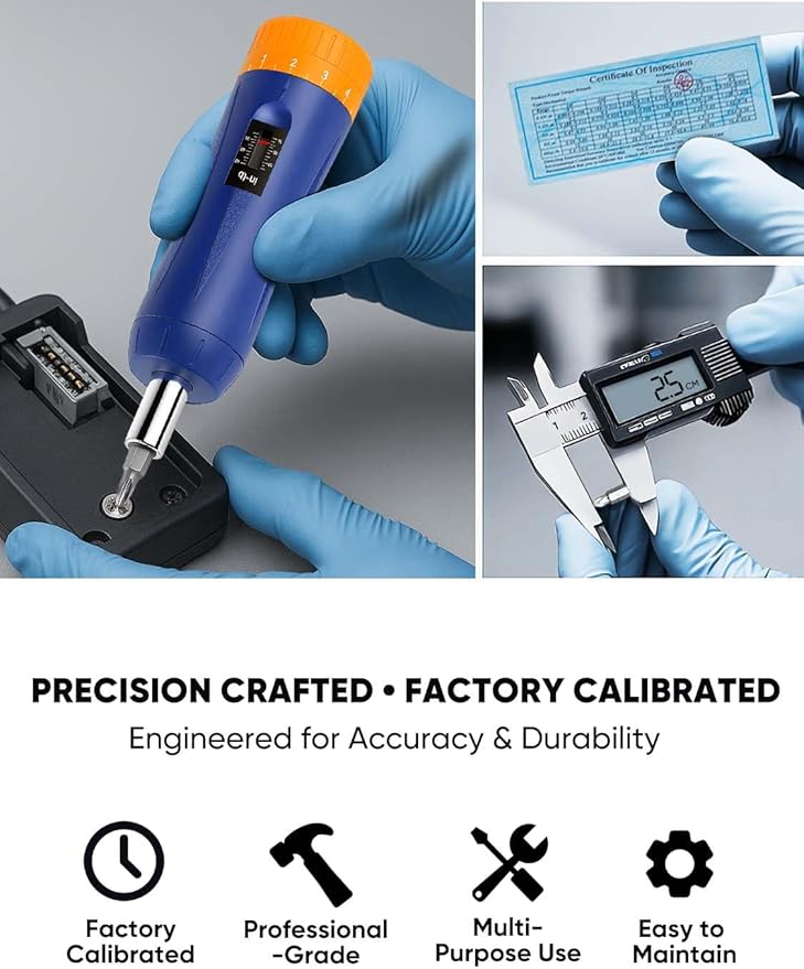 GOYOJO Torque Screwdriver 10–60 in-lbs, 1/4 Inch Drive Adjustable Torque Wrench Set with S2 Bits & Magnetic Holder, Gunsmithing, Electricians, Bike Repair and Mounting, Gifts for Men