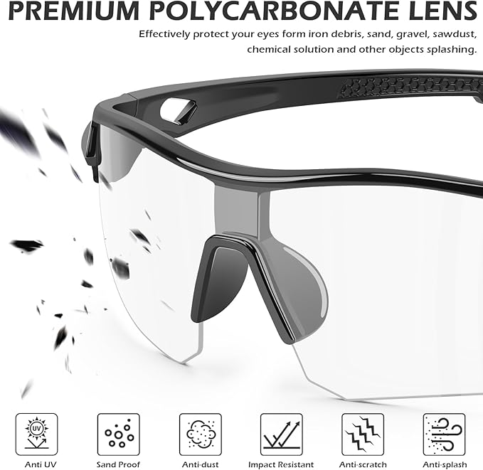 OXG 6 Pack Safety Glasses, Scratch Resistant Wraparound Lenses ANSI Z87.1 Protective Eyewear for Unisex