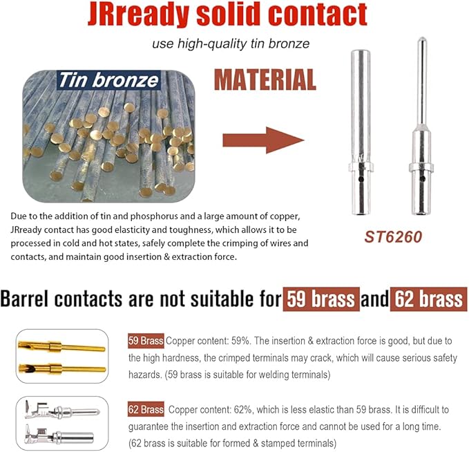 JRready ST6260 DTM Series Connector Closed Barrel Terminals Kit Size 20 Solid Contacts 40 PCS Male 0460-202-20141 and 40 PCS Female 0462-215-20141 for Deutsch 22-20 Awg Barrel Connector