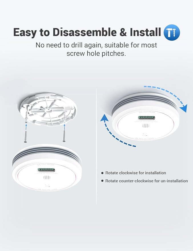 Smoke and Carbon Monoxide Detector Combo 10 Year Battery, Dual Sensor Smoke Alarm Carbon Monoxide Detector with LCD Display for Home, 2 Packs