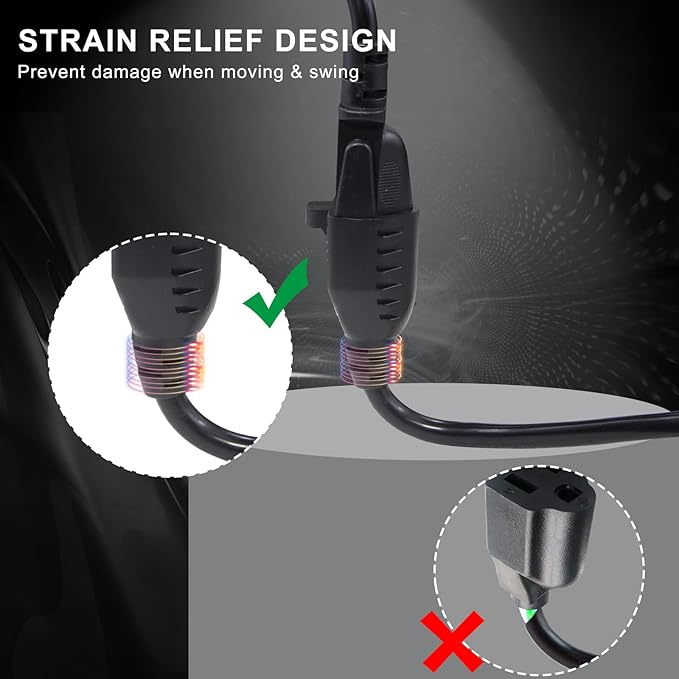 SPARKING 1.5FT Flat Plug Short Extension Cord - Black Right Angle Low Profile Flat Plug Short 3 Prong Grounded Power Extension Cord,16AWG SJT 125V 13A AC Small Appliance Extender Cord [3 Pack]