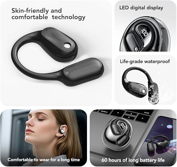 AI Translation Earbuds Real Time MS190, Supports 135 Language Translator Earbuds with APP, Audifonos Traductores Inglés Espanol Open Ear Bluetooth 6.0 Wireless Translating Headphones