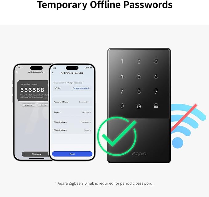 Aqara Smart Lock U50, Keyless Entry Door Lock with Apple Home Key, Bluetooth Deadbolt Lock, App Remote Control, Supports Apple HomeKit, Matter, Google Home, Alexa, IFTTT, Black