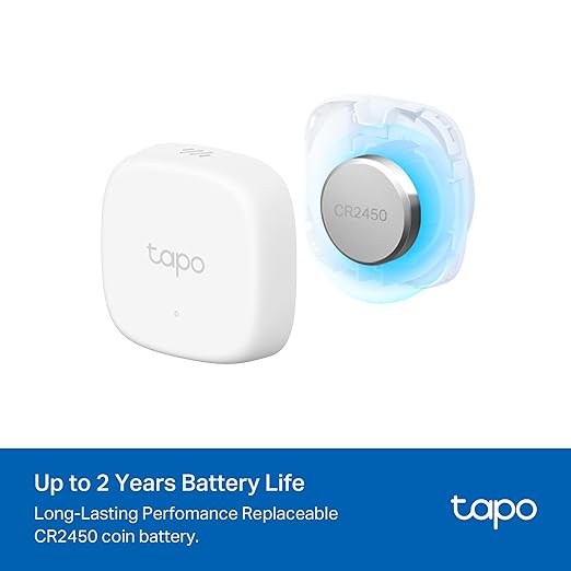 TP-Link Tapo Smart Temperature and Humidity Sensor T310, White, Requires Tapo Hub, High-Accuracy Swiss-Made Sensor, Real-Time Notifications, Free Data Storage, Long-Lasting Performance