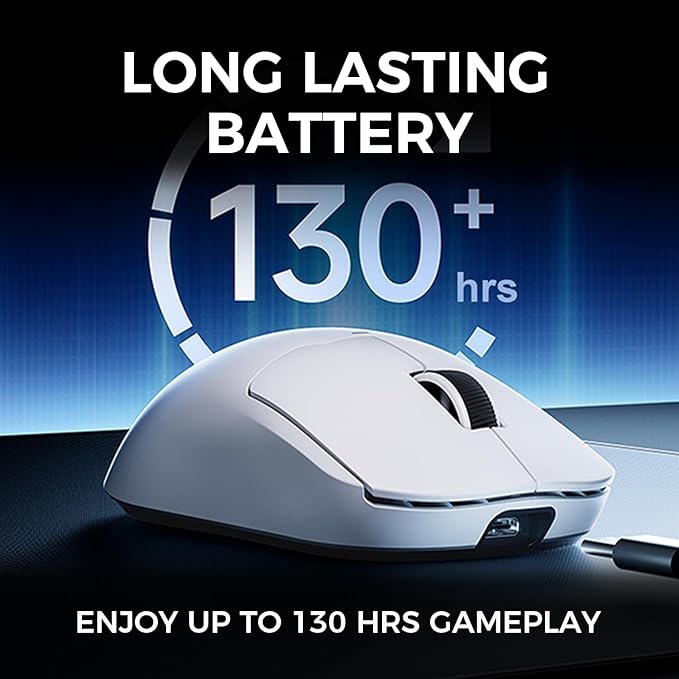 A5 Ultra V2 Wireless Gaming Mouse, Symmetrical Design, 54 Grams,Wired 8K/Wireless 4K Polling PAW3395 26K DPI Optical Sensor, 130 Hours Battery Life, Tri-Mode Connection - Black