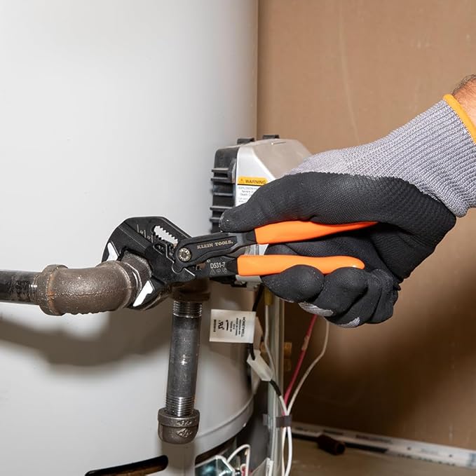 Klein Tools D5317 Compact Plier Wrench, High Leverage Multi-Use Adjustable Plier Wrench with Smooth Jaws, 7-Inch