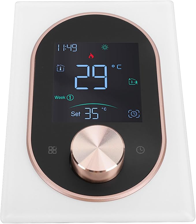 Smart Color Thermostat for Electric Heater LCD Programmable Touchscreen Control for Home Hotel Office with APP, ABS Aluminum Alloy Material (#3)