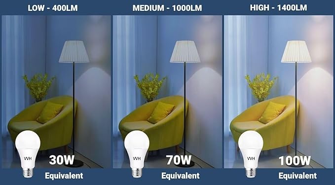VVH 4-Pack 3 Way Bulb 30 70 100W Equivalent Light Bulb,Daylight,Three Way A19 LED Bulb E26 Base for Bedroom,Living Room,Kitchen