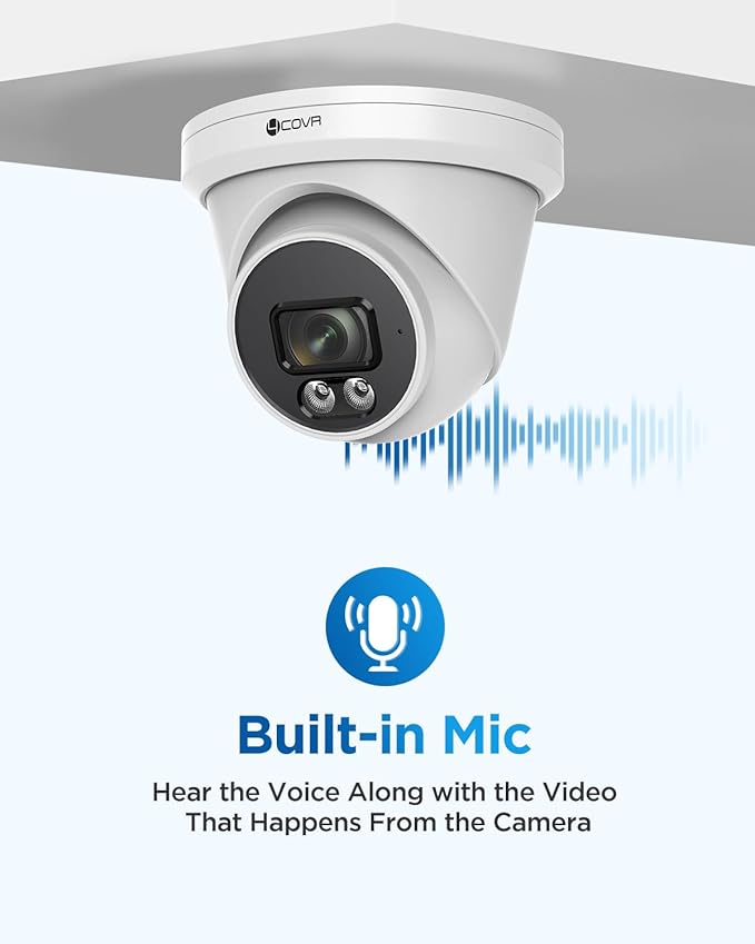 4COVR PoE 4K NVR Security Camera System with Monitor, AI Human/Vehicle Detection, 8 CH 8MP NVR with Monitor Pre-Installed 2TB HDD, 6X 8MP Wired Dome IP Home Camera IP67 Night Vision, LY97SA8MU806