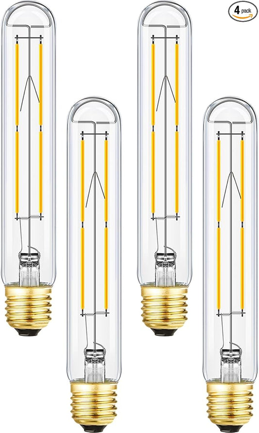 Leools Dimmable E26 LED Bulb 8W Equal 75 Watt Light Bulbs Soft White 3000K E26 Edison Bulb AC120V 800lm Tubular T9 T10 LED Bulb for Rustic Pendant,Chandeliers,Wall sconces E26 Light Bulbs 4Pack
