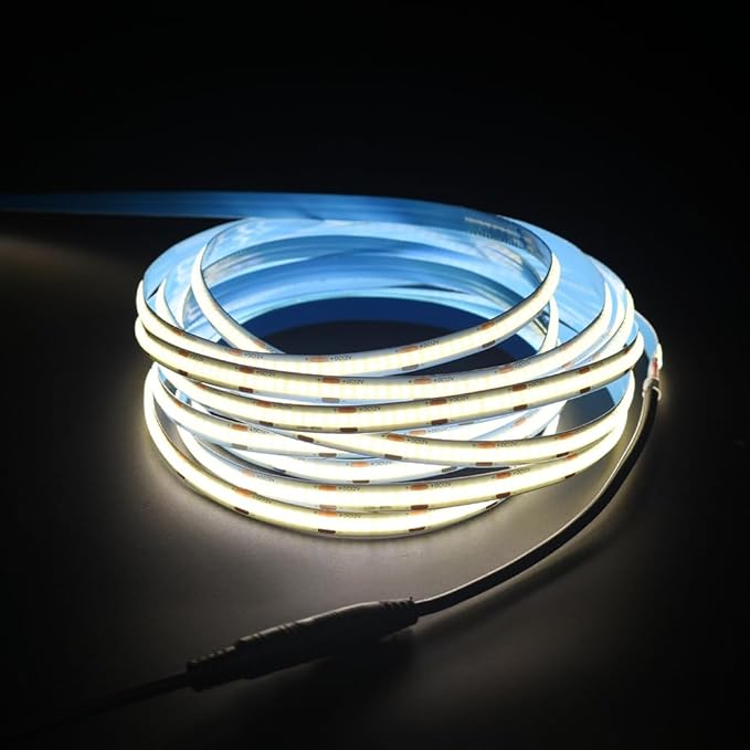 COB LED Strip Light 12V 8W/M 16.4ft/5m 320LED/M 4000K CRI90+ Flexible High Density LED Tape Lighting for Indoor Home Cabinet,Bedroom,Kitchen,DIY Lighting Project(No Adapter or Controller)