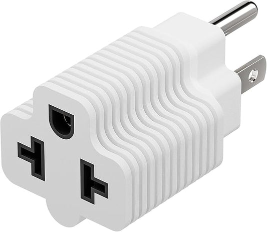 [4-in-1] 15 Amp Household AC Plug to 20 Amp T Blade Adapter,5-15P to 5-20R,5-15P to 6-15R,5-15P to 6-20R, 4 in 1 AC Power Adapter,15A 125V to 20A 250V Adapter (White, 1)