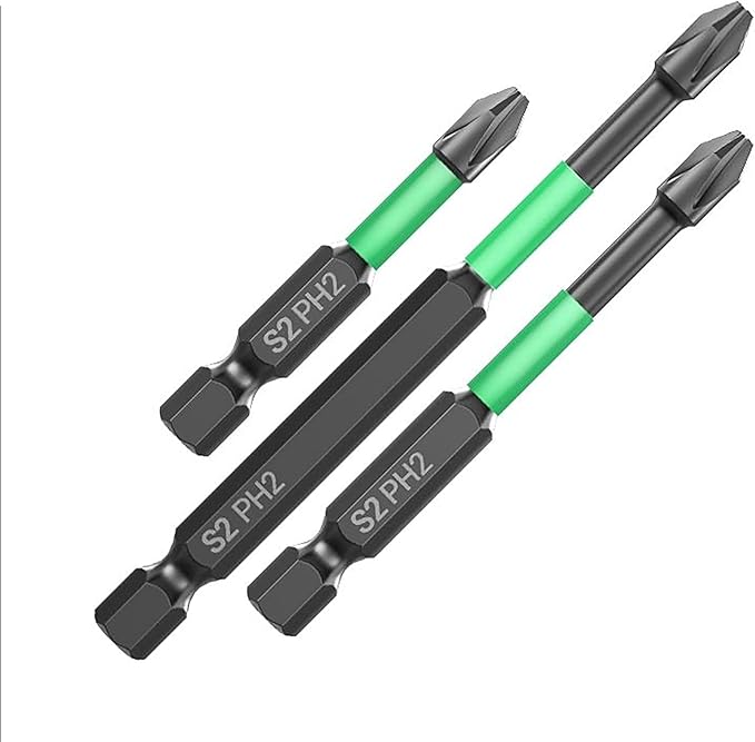 HUHAO Magnetic Drill Bits, 3pcs Non Slip Screwdriver Bit Set with PH2 Alloy Steel Material, CNC Tip Magnetic Drill Bit, Fit for Professional Impact Driver Accessories Tool
