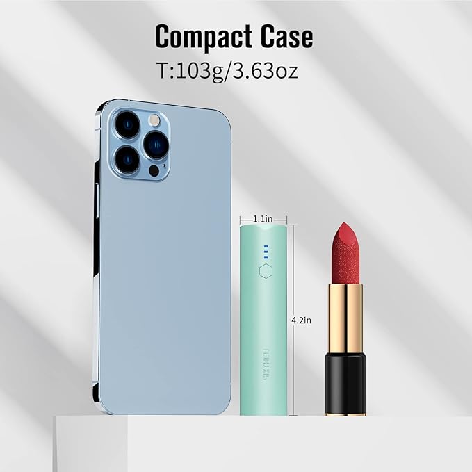 Portable Charger, S03 2-Pack 5000mAh Power Bank Fast Charging, with Flashlight Compatible with iPhone 14/13/12/11 Series and Android Phone, Green and Green