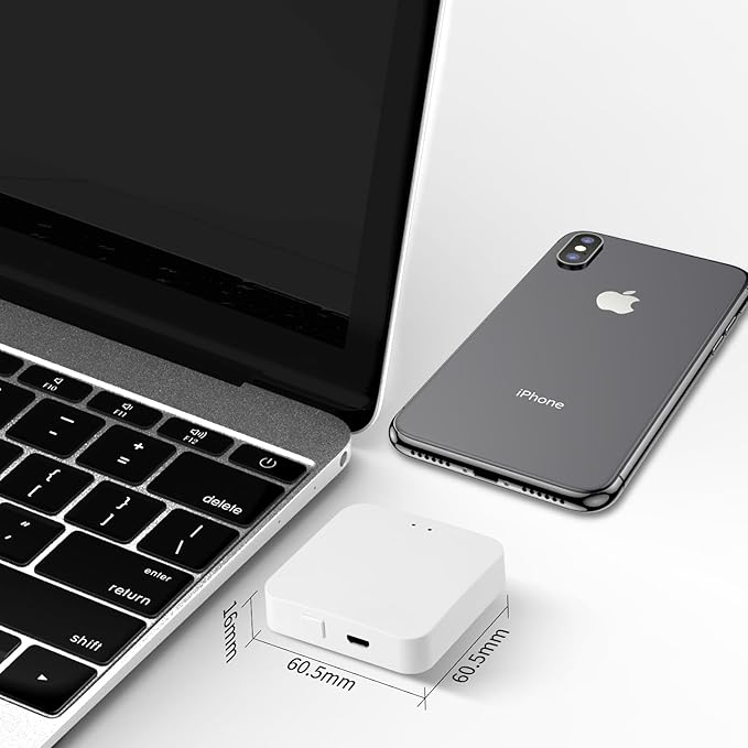 Smart Gateway, Tuya App Remote Control, Smart Home Bridge Hub, Support Smart Key Box and Door Lock for Remote Unlocking (White)