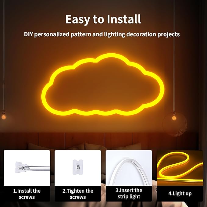 iNextStation 12V Yellow LED Strip Lights 16.4FT, Flexible Silicone Neon Rope Light, Waterproof, Cuttable, Dimmable & Linkable, for Cabinet, Ceiling, Wall, Bedroom, Kitchen, Garage (No Adapter)