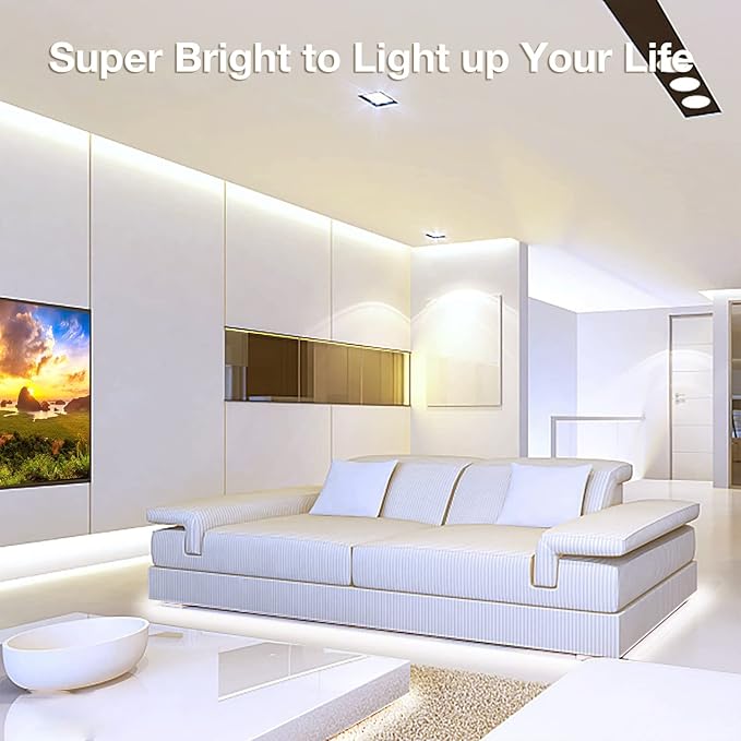 DAYBETTER COB LED Strip, 16.4 ft White LED Strip Lights, Dimmable LED Light Strip 4000K Bright Neutral White, 24V, 1600LEDs, 2835 Flexible LED Tape Light for TV, Bedroom, Kitchen Cabinet, Closet