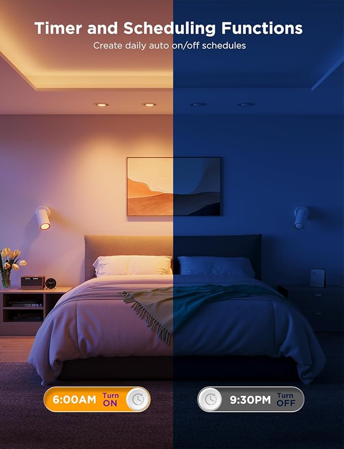 Govee GU10 Smart Bulb, Matter RGBWW Light Bulb Work with Alexa, Google Assistant, WiFi & Bluetooth Color Changing MR16 LED Bulbs, 64 Dynamic Scenes, Syncs with Music, 4 Pack, 400LM, GU10 Base