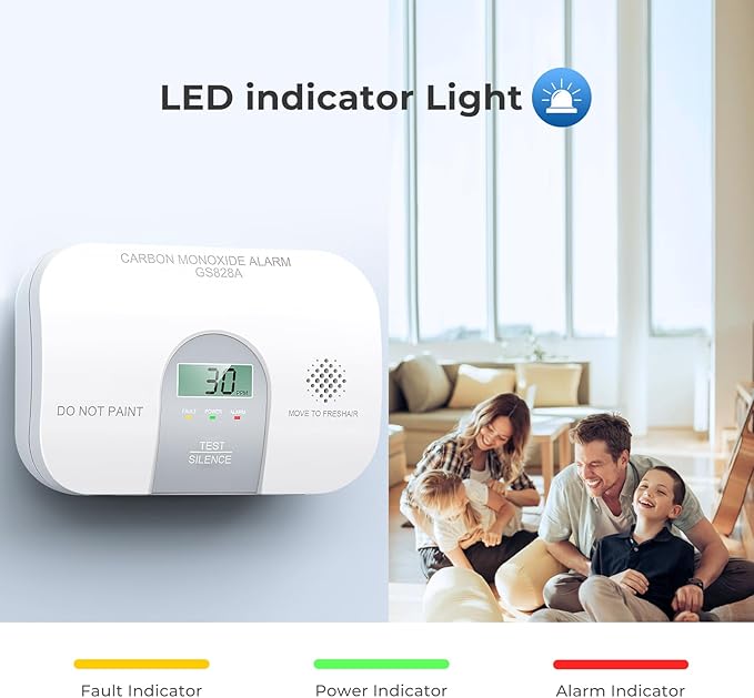 Siterwell Travel Carbon Monoxide Detector, 10 Year Product Life Carbon Monoxide Detectors with LCD Digital Display and Sound Warning, ETL Listed, Portable Carbon Monoxide Detector for Home, 4-Pack
