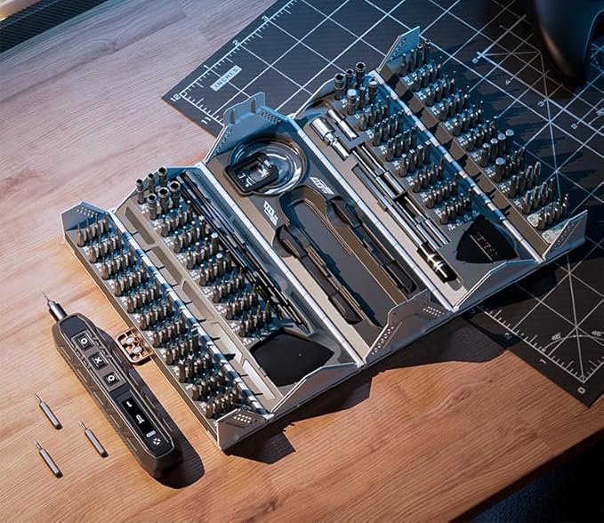 180 In 1 Mini Electric Precision Screwdriver Set, Automatic Screwdriver, Torque Of 0.35N Repair Tools,With 48 Magnetic Bits,Shadowless Lamp For Repair Phone,Laptop,Watch,Camera (E180 IN 1)