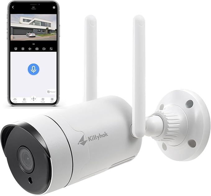 Kittyhok 3MP Wireless Security Camera Outdoor/Indoor Wireless Security System, 2K WiFi IP Security Camera for Home with Night Vision, 2-Way Audio, Motion Detection, Weatherproof