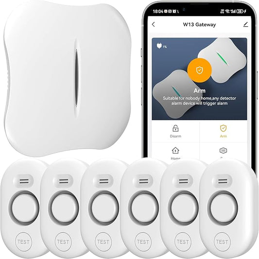 WiFi Water Leak Detector for Home with App Notification, 1 Gateway + 6 WD61 Sensor, 120dB Water Flood/Drip Alarm for Basement/Kitchen/Bathroom/Toilet/Laundry Room, Sink/Drain/Pipe/Faucet Leakage Alert