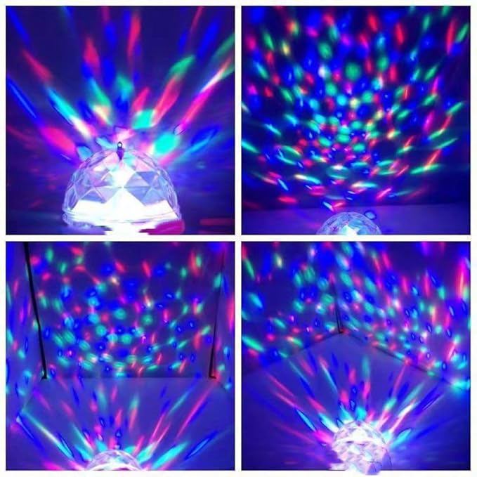 4 Pack Color Rotating Bulb E26 Party LED Bulbs,Multi Crystal Stage Lights for Disco,Color Changing Strobe RGB Bulb,Suitable for Indoor and Outdoor Birthday Parties,Clubs,Bars,Photography